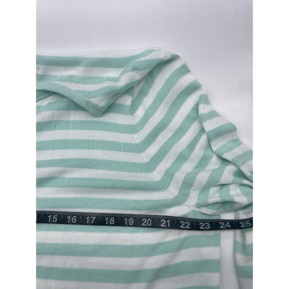 Lands End Women’s Striped Cardigan Sz XXL Green/White Casual Preppy Top Sweater - Picture 5 of 5